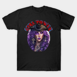 Girl power purple haired pirate T-Shirt